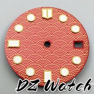 DZ 28.5mm Luminous Watch Dial Black Red Face Silver Gold Edge Index fit NH34 NH35 movement fit 3 ocl