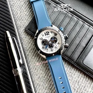 BALMER | 8810G SS-51 Chronograph Sapphire Men's Watch with Silver Dial Blue Silicon Strap | Official Warranty