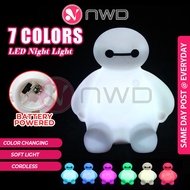 《 𝗣𝗔𝗟𝗠 𝗦𝗜𝗭𝗘 》7 Color Changing Light LED Cute Cartoon Hero Baymax Mini Table Desk Lamp Bedroom Decora