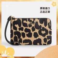 Coach 豹紋荔枝紋真皮手拿包 - Leopard Multi [平行進口]