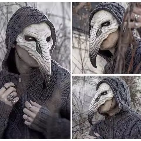 Halloween Plague Bird Mouth Carnival Mask Punk Steam European Black Death Doctor Plague Mask