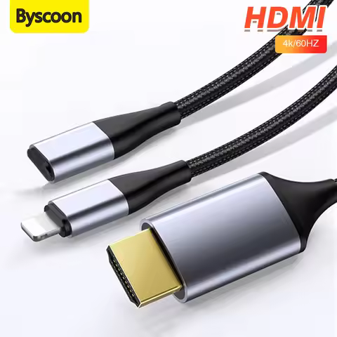 4K/60Hz Lightning to HDMI HDTV Cable for iPhone 17 16 15 14 13 12 11 Pro Max XS XR SE iPad Mobile Ph