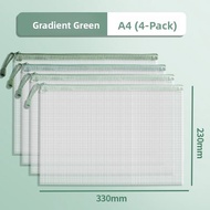 LFSHAONVXIN | Transparent Grid Zipper Bag Large Capacity Waterproof Durable Document Organizer A4 A5