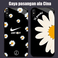 DJ-34 NK daisy flower Casing GLASS soft frame black Xiaomi Redmi Note poco 14R 7 A4 A3 9A 14C 9i C75