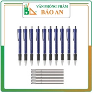 Combo 10 bút và 10 ruột 036 ngòi 0.7 ( xanh) - Văn phòng phẩm Bảo An