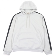 全新未使用 □愛馬仕 Hermes Lan H 100% 純棉側條紋套頭連帽衫 淺灰色 L 號 義大利製 男款