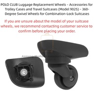 2pcs POLO CLUB Luggage Replacement Wheels Model 9025 | 360° Silent Swivel Suitcase Caster Wheel Spar