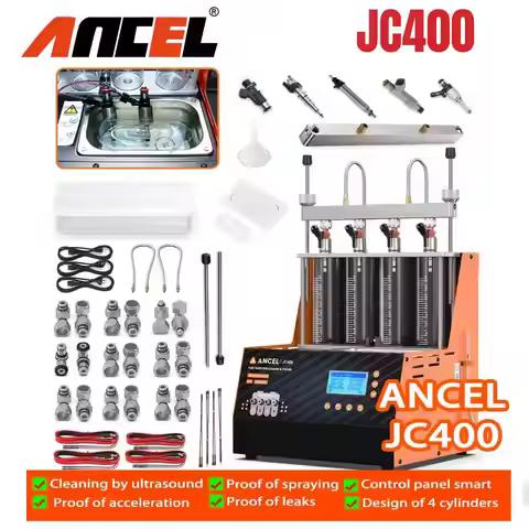Car Fuel Injector Cleaner 4-Cylinder for PFI GDI Piezo Injector ANCEL JC400 1-20Bar Injector Nozzle 