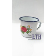 PER 6 PCS ZINC COFFEE CUPS 7 CM ENAMEL FLOWERS OLD SCHOOL TIN CUPS RRT 7CM