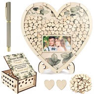 Wedding Guest Book Wooden Heart-shaped Guest Book Wedding Box Personalized Nuptial Attendee Board De