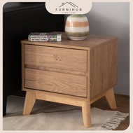 Furnihub HIRADO Side Table With Drawers Bedside Table Meja Tepi Katil - OAK / WALNUT