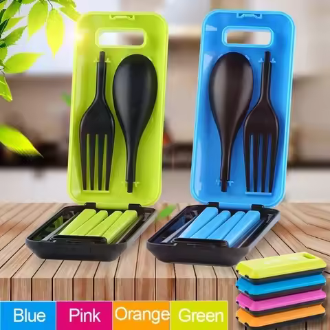 Folding Travel Dinnerware Set Tableware Cutlery Set for Kids Bento Lunch Accessories Travel Cutlery