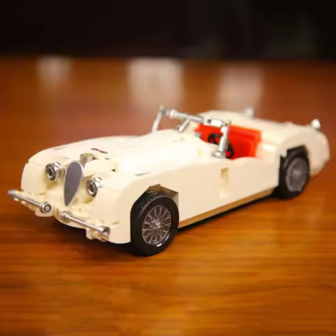 1961 England Classic Retro Sport Car Building Block Jaguars Xk120 Bricks Roadster Model Pull Back Ve