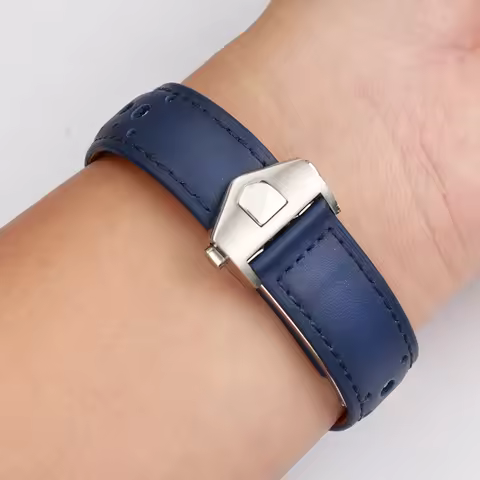 For TAG Heuer Strap Replacement TAG Heuer Monaco Carreara Punched Green Leather Folding Buckle Watch