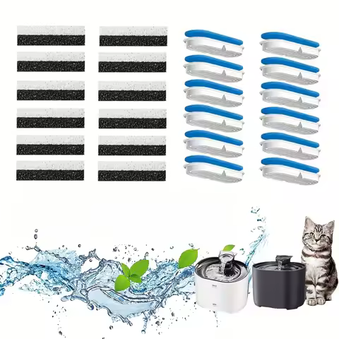 Replacement Cat Drinker Filter, Pet Drinker Sponge Foam Filter with Activated Carbon and Ion Exchang