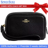 Coach Wristlet In Gift Box Pouch Wristlet Black # CW906