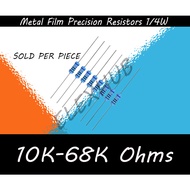 Resistor Metal Film 10-68 KOhms 1/4W 10k 20k 22k 24k 30k 33k 47k 56k 68k