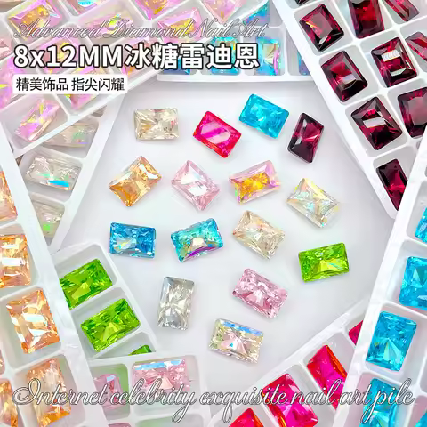 K9 Crystal 8*12mm Rectangle diamonds Radiant Cut Facets Pointed bottomed Gems Used for earrings neck