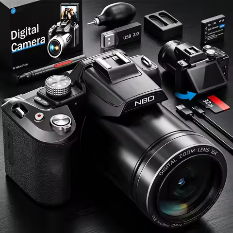 NBD S205E 64MP&8K Digital Camera Vlogging Camera 1/2" CMOS Flip Screen 16X Zoom Compact Camera for Y