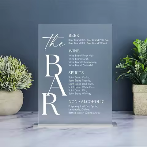 The Bar Sign Modern Drink Menu Sign Minimalist Wedding Bar Menu Simple Wedding Drink Menu Sign Weddi