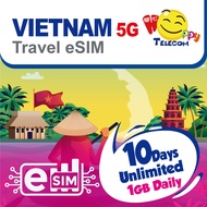 Happy Vietnam eSIM แฮปปี้ เทเลคอม เวียดนาม - 3-15 วัน 1GB กิกะไบต์/วัน ชำระเงินล่วงหน้า การท่องเที่ย