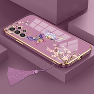 Casing Samsung Galaxy A13 A14 A54 A55 A32 4G 5G Phone Case Plating Silicone Pretty Butterfly Phone Case Send Tassel Lanyard