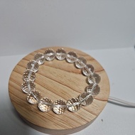 CLEAR QUARTZ CUTTING HQ Genuine Stone Bracelet 12mm circumference length 19cm