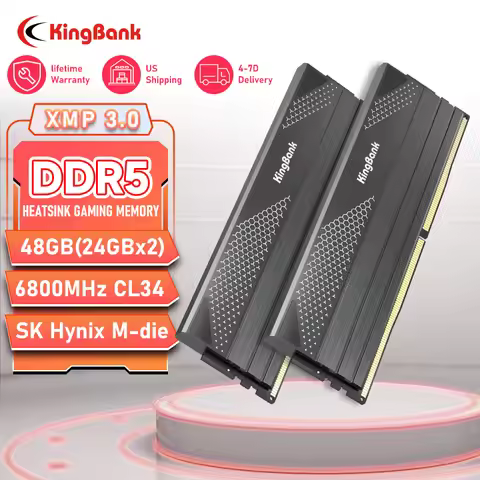 KingBank Computer Desktop Memory Ram Hynix DDR5 16GB/24GB 6000/6800MHz with Thick Heatsink for Deskt