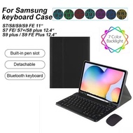 Case With Keyboard For Samsung Tab S9 A9+ S7 S8 S9 FE Backlit Galaxy Tab S9+ Plus S9 FE+ Magnetic Cover Detachable Keypad