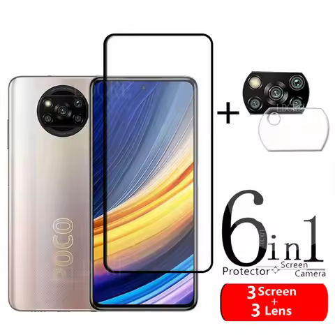 6-in-1 For Poco X3 Pro Glass For Xiaomi Poco X3 Pro Tempered Glass Protective Screen Protector For P