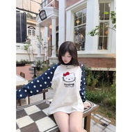 Levents x Hello Kitty | Joy Icon Heavyweight Raglan Long Sleeve Boxy Tee / Navy