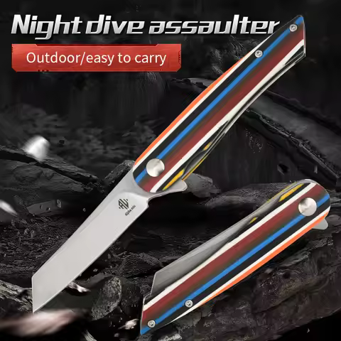 Folding fruit knife colorful G10 handle outdoor survival camping tool non-slip sharp stainless steel