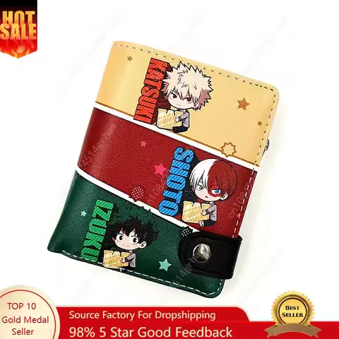 Anime My Hero Academia Midoriya Izuku Men's PU Short Wallet Cute Coin Purse with Card Layers