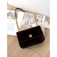 TORY BURCH EMERSON CROSSBODY BAG SUEDE BROWN READY STOCK MALAYSIA