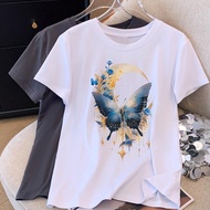 Chubby Meiyi Short-Sleeved T-Shirt Top Simple Bottoming Shirt S-3XL Round Neck Casual Half-Sleeved I