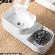 IMCOME Dishwashing Soap Dispenser, Dishwashing Soap and Kitchen Sponge Sink Container 3 IN 1 KS