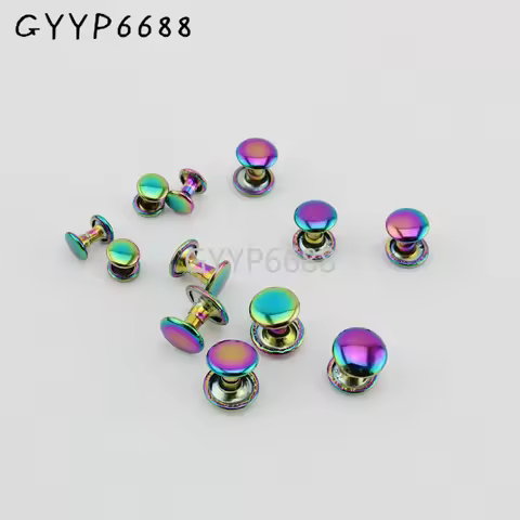 10-30-100pcs 6*6mm 8*8mm 10*8mm Iridescent rainbow fastened double rivet stud for shoes, DIY metal r