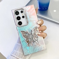 S25ultra Butterfly Bracket Laser Case For Samsung Galaxy S22 S24 Ultra S25 Plus S23FE A15 A25 A34 A5