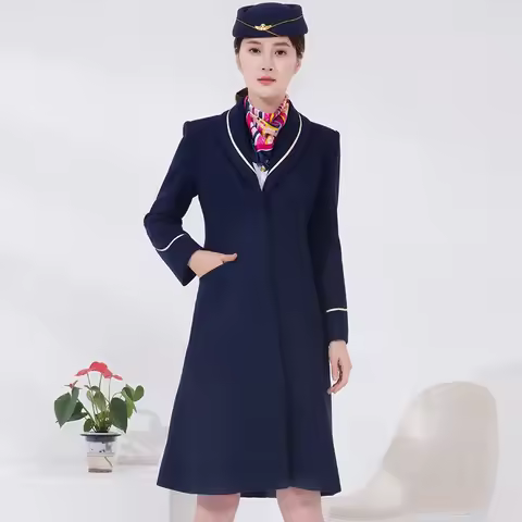 Air China flight Airline stewardess overcoat professional dress Flight attendant coat winter long un