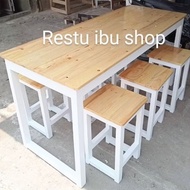 Dining table restaurant table 130x60x75 1 table + 6 chairs
