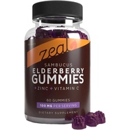 Zeal Naturals Adult and Children Elderberry Gummies, Sambucus Black Elderberry Zinc and Vitamin C, I