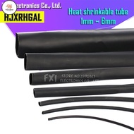 FS 5Meters/LOT Heat shrinkable tube 1mm 1.5mm 2mm 3mm 4mm 5mm 6mm Black Insulation Sleeve