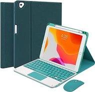 QYiiD Touchpad Keyboard Case for iPad Pro 12.9 2022 6th Generation / 2021 5th Gen / 2020 4th Gen / 3rd Gen, Magnetically Detachable Wireless Keyboard Mouse, Smart Folio with Pencil Holder, DrakGreen