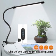 黑色夾式小檯燈 LED檯燈 學生宿舍臥室桌面床頭閱讀護眼燈  [平行進口]