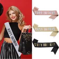 1Pc, 'Happy Birthday' Sash Ribbon For Women And Men, Happy Birthday Sash Hot Pink White Rose Gold Bl