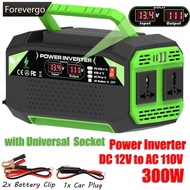 FOREVERGO 300W/500W Sine Wave Car Inverter 12V DC to 110V/220V AC with 2 USB & 2 Type-C Charging & D