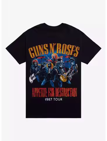 The Guns N' Roses Appetite for Destruction 1987 Tour Printed Cotton T-Shirt Is A High quality Street