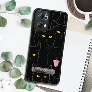 apbs OPPO Reno7 5G 全系列 減震立架手機殼-慵懶黑貓