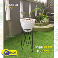 Standing Pot Tanaman Hias bahan Besi kokoh tinggi 40 cm Pot Bunga Unik