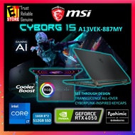 MSI Gaming Laptop CYBORG 15 AI (i7-13620H/16GB/512GB/15.6 FHD 144HZ /RTX 4050 6GB/RGB KEY/W11/Bag/2Y